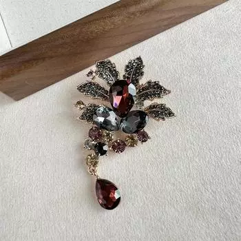 Palace Retro Luxury Coconut Tree Брошь Высококачественная женская цветная циркониевая цветочная темпераментная корсажная куртка аксессуары для пальто