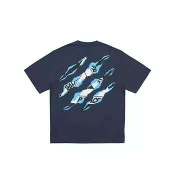 Palace Рваная футболка Три темно-синяя унисекс топы синяя P28TS054 S