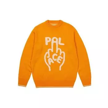 Palace Шерстяной свитер с круглым вырезом и узором в виде пальцев, трикотаж, топы унисекс, желтый P20KW012 L