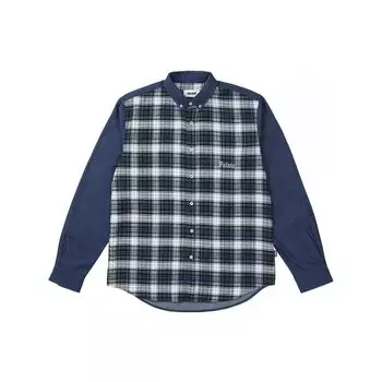 Palace Весна 2023 г. Клетчатая рубашка с отложным воротником и длинными рукавами, топы унисекс, темно-синие PLC23005 M