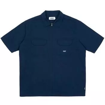 Palace SS24 Рубашка D-Man с простым нагрудным карманом на молнии, топы унисекс с короткими рукавами, темно-синие P26SH025 S