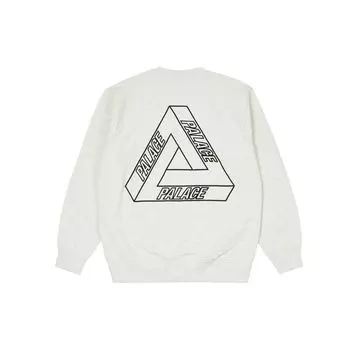 Palace Свитшот Outliner с круглым вырезом и принтом Tri-Ferg на спине, топы унисекс, светло-серо-мелованная белая P20CS145 S