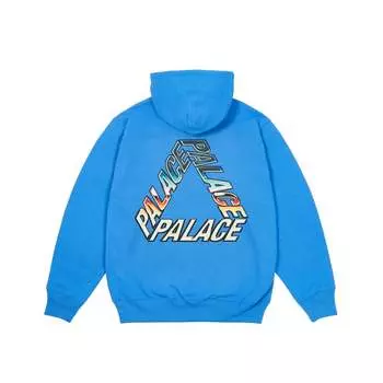 Palace Толстовка с капюшоном Ss24 Chrome P3 с принтом логотипа, унисекс, толстовки с капюшоном, синяя P26CS105 M