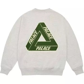 Palace Топы унисекс из шенилла Tri-Ferg Crew Grey Marl P27CS120 L