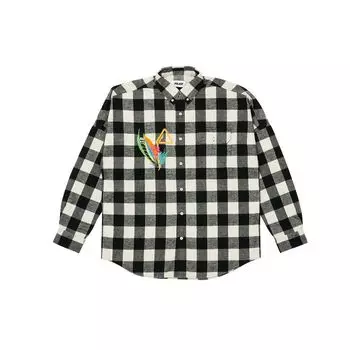 Palace Вышитая клетчатая рубашка унисекс топы черный белый P20SHT014 M