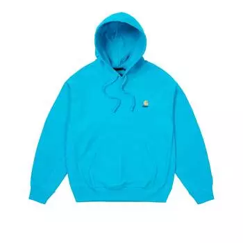 Palace X Carhartt WIP Collaboration FW24 Hood Plant Logo Kangaroo Pocket Ribbed Loose Fit Drawstring Hoodie Unisex hoodies Blue I035649-37J-XX XXL