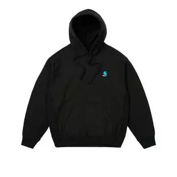 Palace X Carhartt WIP Collaboration FW24 Hood Plant Left Chest Letter Logo Kangaroo Pocket Ribbed Edge Drawstring Casual Hoodie I035649-1UV-XX L