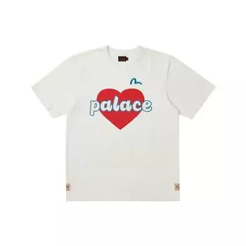 Palace x Evisu 3.0 SS23 Футболка с принтом в форме сердца Топы унисекс Белая P24EVES003 XXL