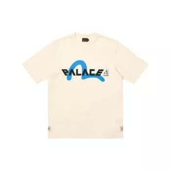 Palace X Evisu SS24 Повседневная футболка с логотипом Топы унисекс Молочно-белый 2ESPAM4TS1153XXCTWHTO XXL