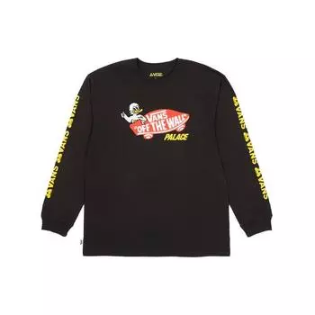 Palace X Vans Off The Wall Классическая футболка с длинным рукавом с принтом утки Топы унисекс Черный VN0A7VCMBLK S