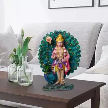 Палани Муруган Сувенир Индуистский Бог Кумарасвами Идол Декоративная Статуя Фигурка для Домашнего Декора Подарки, Полимерный Мрамор 20 X 11 X 27 СМ, Разноцветный
