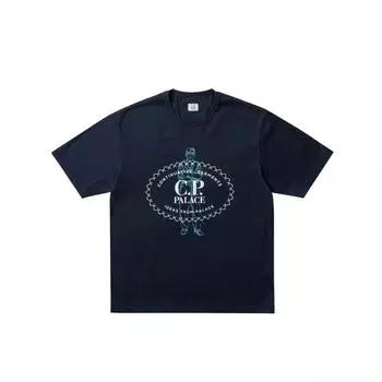 Палас х КП. Футболка из мерсеризованного джерси 30/2 Twisted, темно-синяя, унисекс, топы, синие TS012A006247G886 XL