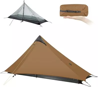 Палатка 3F UL GEAR lanshan для 1 человека, комплект внутренняя, компактная, простая, УФ-защита, легкая, горная, легко устанавливается, стильная, Сверхлегкая, 2-компонентная (палатка +