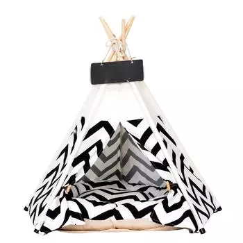 Палатка Черно-зеленая полосатая палатка для домашних животных Зимняя подстилка для собак Клетка для собак Палатка для кошек S (40 40 50cm)