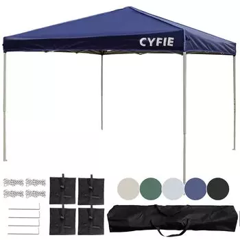 Палатка CYFIE брезентовая 3 м 3 высоты с регулируемым солнцезащитным козырьком, УФ-обработкой, теплоизоляцией, водоотталкивающей стальной рамой, простой в сборке и портативный кейс для хранения синий