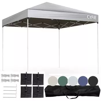 Палатка CYFIE брезентовая 3 м 3 высоты с регулируемым солнцезащитным козырьком, УФ-обработкой, теплоизоляцией, водоотталкивающей стальной рамой, простой в сборке и портативный кейс для хранения серый