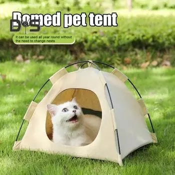 Палатка для домашних животных, уличный домик для кошек с нескользящим дном, устойчивый к ультрафиолетовому излучению, переносной складной крытый уличный навес для кошек, домик для собак темно-зеленого
