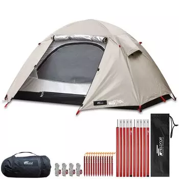 Палатка для кемпинга FIELDOOR с тентом Field Camp Dome 100 Алюминиевые стойки для палатки x 2 комплекта Для 1 человека Solo Подвесной тип Защита от УФ-излучения Водонепроницаемый