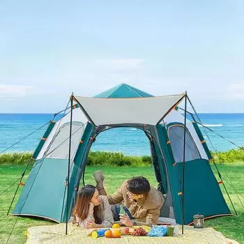 Палатка для кемпинга, портативное складное оборудование для кемпинга, пикника, пляжа, ночь, автоматическая утолщенная, непромокаемая 240*210*135cm