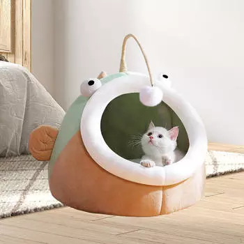 Палатка для кошачьей кровати, мягкая будка, товары для животных, успокаивающий домик для сна, полузакрытое гнездо для маленьких S серый