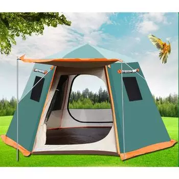 Палатка для улицы, автоматическая палатка, 3-4 человека, 5-8 человек, защита от солнца, непромокаемая палатка для кемпинга, шестиугольная палатка с двойным алюминиевым столбом 240*240*165cm