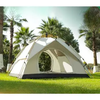 Палатка для улицы, полный комплект, кемпинг, складной, портативный, автоматический, двухслойный, утолщенный, серебристый, с клеем, защита от солнца, защита от дождя 210*210*145CM