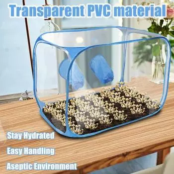 Палатка для выращивания грибов с двумя перчатками. Прозрачные станции размножения для энтузиастов микробиологии. белый