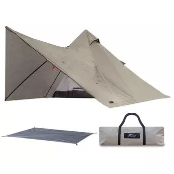 Палатка FIELDOOR Fork Tent 280 Plus из огнестойкого поликоттона, устойчивая к земле, просторная передняя часть, защита от бокового ветра, раздвоенная, может быть свернута в рулон, защита от плесени и воды