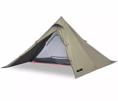 Палатка FIELDOOR Fork Tent 280 с раздвоенной стойкой, веревочным колышком и сумкой для хранения, полностью закрытая сетчатая юбка, укрытие, палатка-типи для одиночного тура, кемпинга [T/C Khaki]