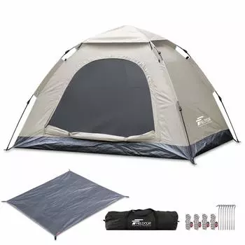 Палатка FIELDOOR One Touch Tent 150 Ground Sheet Легко устанавливается, нагревает воду, УФ, обеспечивает давление воды на 2 уровня [светло-бежевый] и [серый], устойчивый, экранирующий,