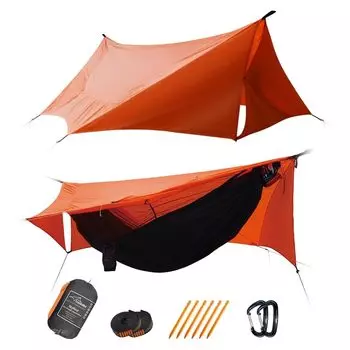 Палатка-гамак Travel Bird SkyNest с москитной сеткой и брезентом, очень большой, сверхлегкий, портативный гамак для кемпинга и пешего туризма, все в одном оранжевый