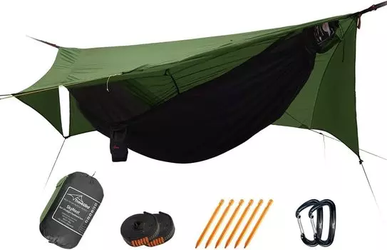 Палатка-гамак Travel Bird SkyNest с москитной сеткой и брезентом, очень большой, сверхлегкий, портативный гамак для кемпинга и пешего туризма, все в одном армия зеленый