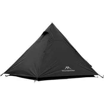 Палатка Mountainhiker черная одностоечная для 2-4 человек, внутренний и внешний двухслойный, высота около легкого и простого, очень подходит для кемпинга