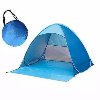 Палатка One Touch JOOKYO Пляжная палатка для людей Солнцезащитная палатка Защита от ультрафиолета Кемпинг Пляж Простая складная синяя 2-3