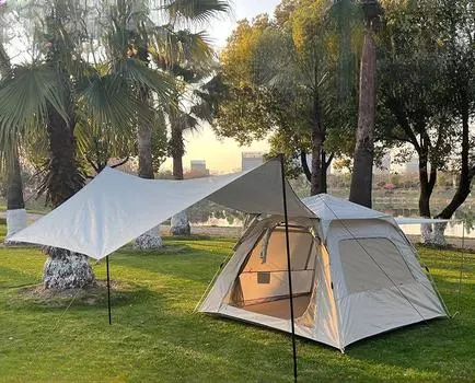 Палатка с навесом «два в одном» для кемпинга на открытом воздухе, для кемпинга, для кемпинга, автоматический, быстро открывающийся, портативный, складной, полный комплект, защита от дождевой воды 210*210*145CM