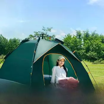 Палатка Walking Bear Automatic — портативное, водонепроницаемое и защищенное от ультрафиолета кемпинговое снаряжение. M021 Two-Person Without Door Edge (200*145*125cm) темно-зеленого