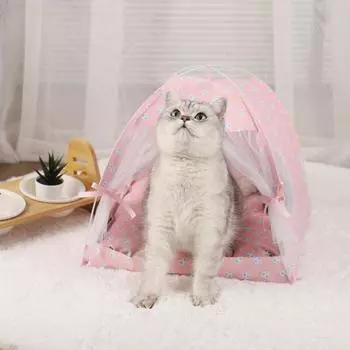 Палатки для домашних животных, кошек, маленьких собак, переносные складные домики для домашних животных на открытом воздухе, летние дышащие коврики S: 35 * 35 * 32CM