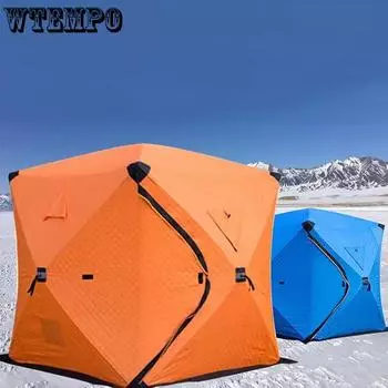 Палатки для рыбалки WTEMPO Палатки для подледной рыбалки на открытом воздухе из хлопка Утолщенные, устойчивые к холоду, теплые, ветрозащитные, быстро открывающиеся палатки для кемпинга 180*180*210cm оранжевый