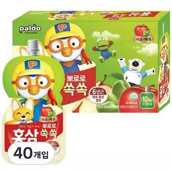 Paldo Pororo Red Ginseng Apple Plum Infant Red Ginseng, 100 мл, 40 шт.