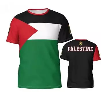 Palestinian Flag Insignia 3D Print T-shirts Summer Round Neck Fashionable Casual Short Sleeved Men s T-shirts XS