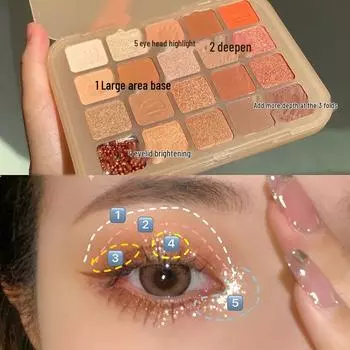 Палетка теней для век Kappel Chestnut 20 цветов в земляных тонах - Шиммер и матовые