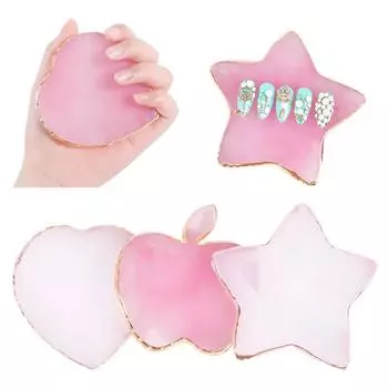 Палитра цветов для ногтей из смоляного агата для украшения ногтей в форме сердец и звезд, розовая прозрачная полка для демонстрации цветов для рисования на ногтях