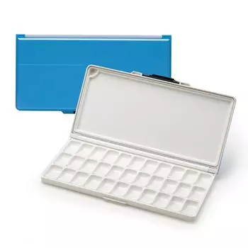 Палитра для акварели MEEDEN с 33 отверстиями, герметичная, с крышкой, не протекает, большая область для смешивания, удобная для раскрашивания, складная, легко носить с собой, акварель, акрил синий