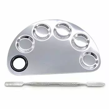 Палитра для дизайна ногтей из нержавеющей стали с лопаточкой Легкая палитра Гелевые ногти Прозрачная палитра для ногтей Смешивание цветов Инструменты для ногтей Ресницы