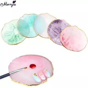 Палитра для дизайна ногтей Monja, акриловый УФ-гель-лак, Советы по рисованию, цвета, узоры, демонстрирующая доску для маникюра, инструмент «сделай сам», золотой край, камень из смолы