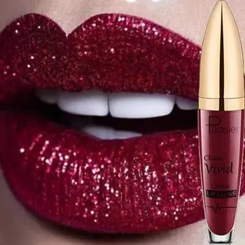 Палитра для губ Diamond Shimmer Pearl Glossy Lip Gloss Водостойкая стойкая антипригарная матовая блестящая жидкая помада Glaze Makeup, 04