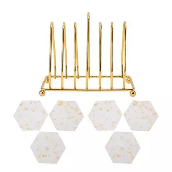 Палитра для макияжа из акрила, 6 шестиугольных лотков для смешивания цветов и 1 золотая подставка для консилера для дизайна ногтей