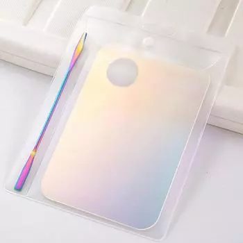 Палитра для смешивания цветов акрилового макияжа со шпателем для смешивания тональных основ, цветов для губ, теней для век, палитра для дизайна ногтей, косметический инструмент золотой