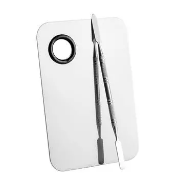 Палитра для смешивания макияжа из нержавеющей стали, палитра для смешивания косметики для нейл-арта с лопаточкой для макияжа