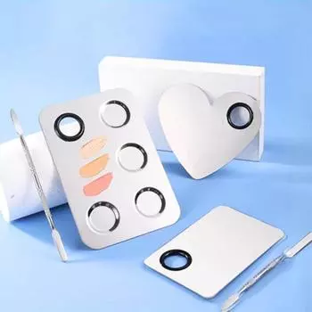 Палитра для смешивания макияжа, металлический поднос для смешивания тональных средств из нержавеющей стали, инструмент для смешивания Spatu L3M5 big groove-15*10cm